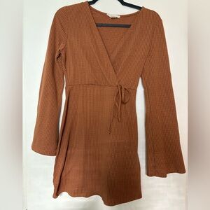 Elegant Brown Wrap Dress